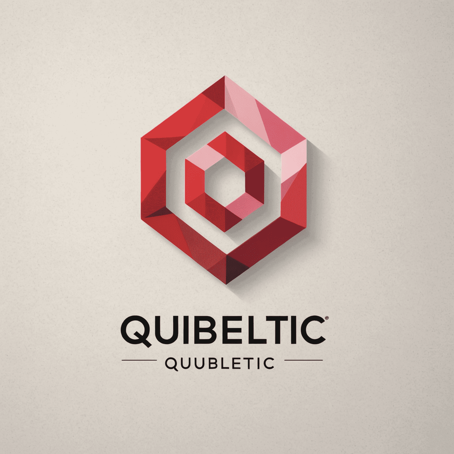 Qubletic logo: A modern, sleek design incorporating red and pink elements with the company name