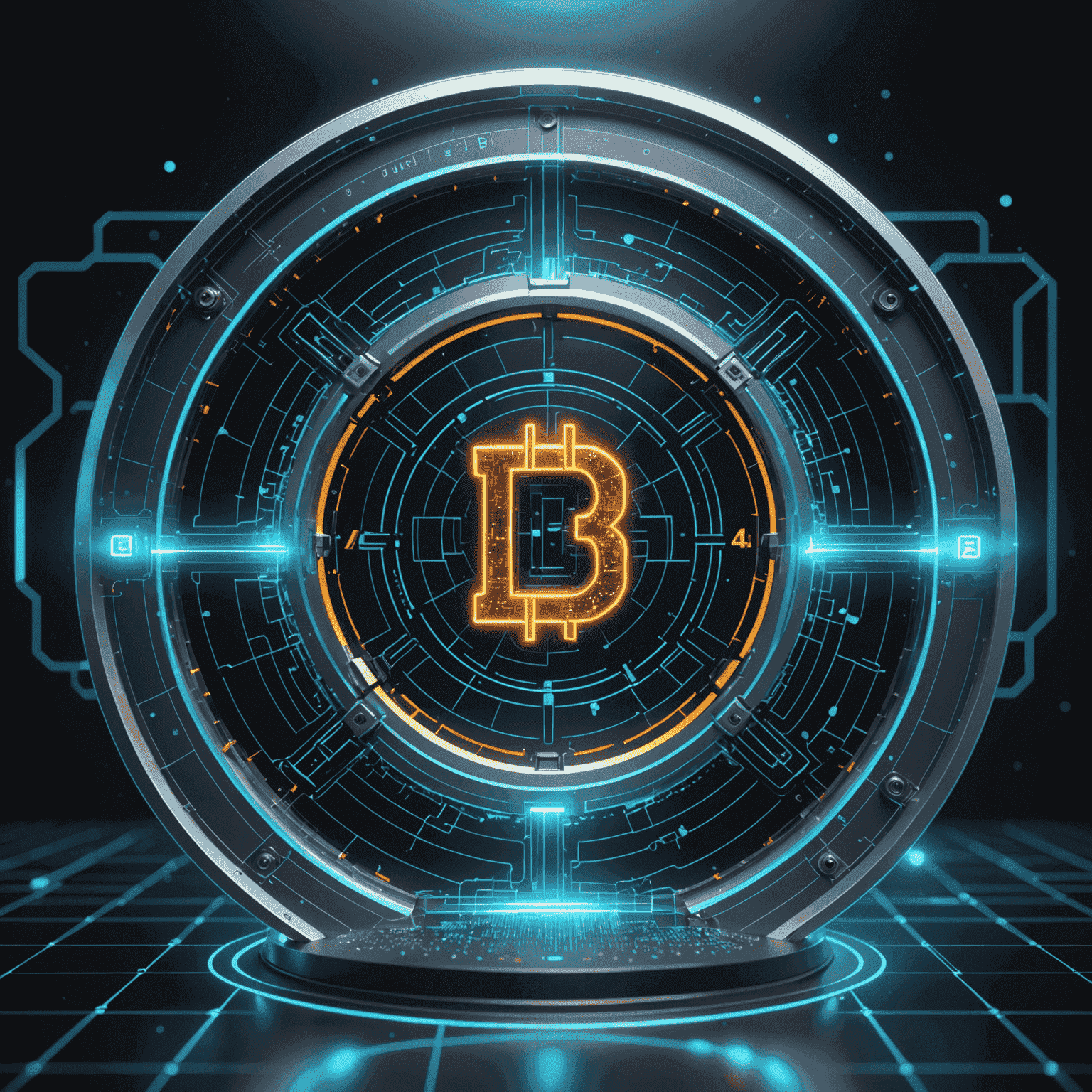 A 3D holographic display showing quantum-safe cryptography algorithms and potential security threats